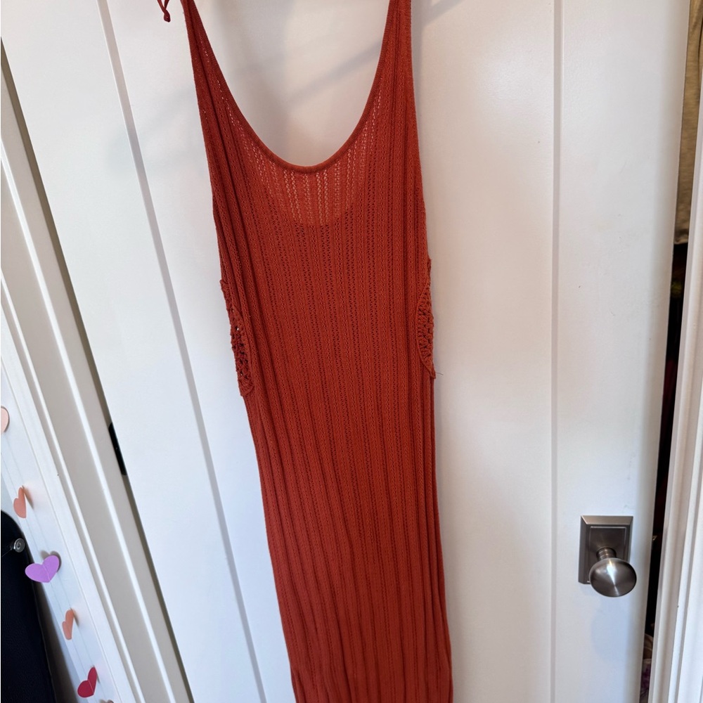 Zara Orange Ribbed Slip Dress for Resort Wear